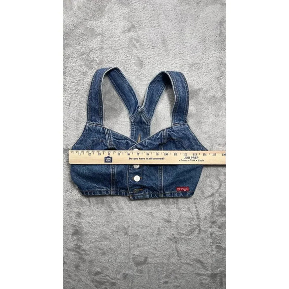 Bongo Vintage Y2k Womens Denim Vest Halter Crop Top Grunge 90s Rare Made In USA - Picture 8 of 9